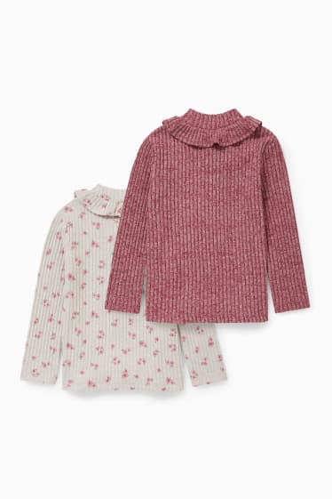 Kinderen: meisjes - Set van 2 - longsleeve - crème wit