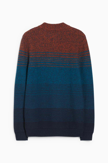 Men - Jumper - wool blend - orange / dark blue