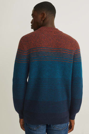 Mężczyźni - Sweter - mieszanka wełny - pomarańczowy / ciemnoniebieski