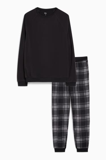 Herren - Fleece-Pyjama - schwarz / grau