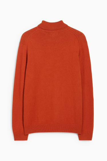 Uomo - Maglione a dolcevita - misto lana - arancio scuro