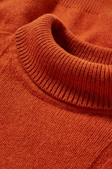 Uomo - Maglione a dolcevita - misto lana - arancio scuro