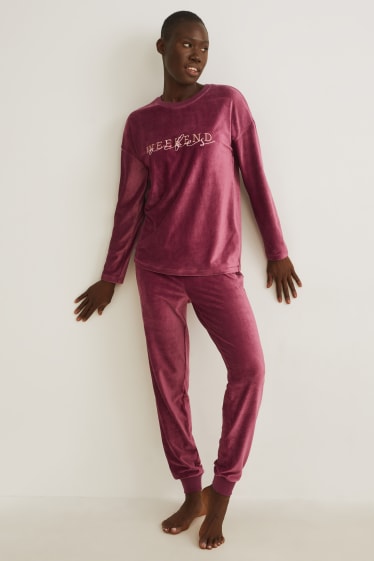 Damen - Pyjama - bordeaux