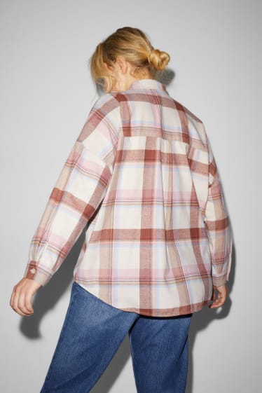 Damen - CLOCKHOUSE - Flanellbluse - kariert - rosa / beige