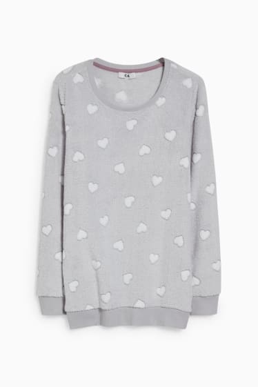 Mujer - Parte de arriba de pijama de forro polar - estampada - gris claro jaspeado