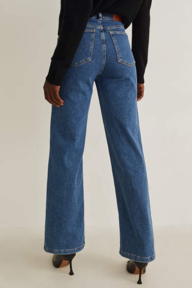 Damen - Loose Fit Jeans - High Waist - Wide Leg - jeansblau