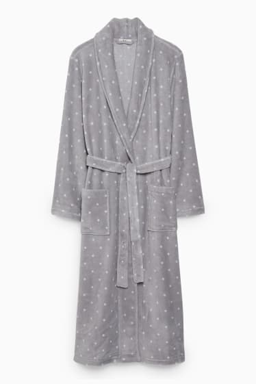 Women - Bathrobe - polka dot - gray