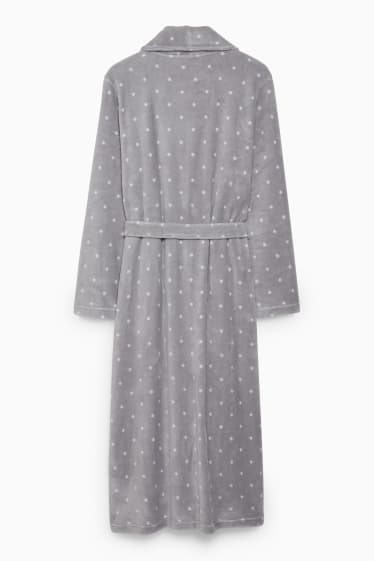 Women - Bathrobe - polka dot - gray