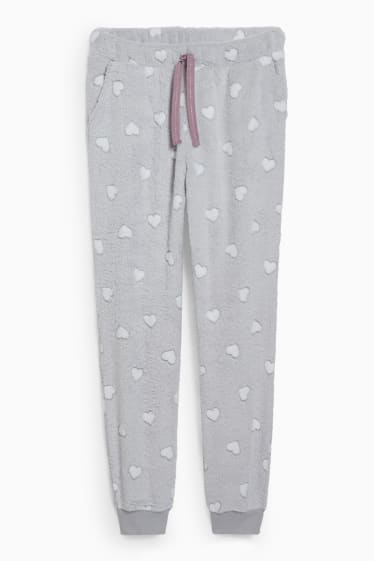 Mujer - Pantalón de pijama de forro polar - con estampado - gris claro