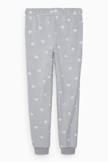 Women - Fleece pyjama bottoms - patterned - light gray