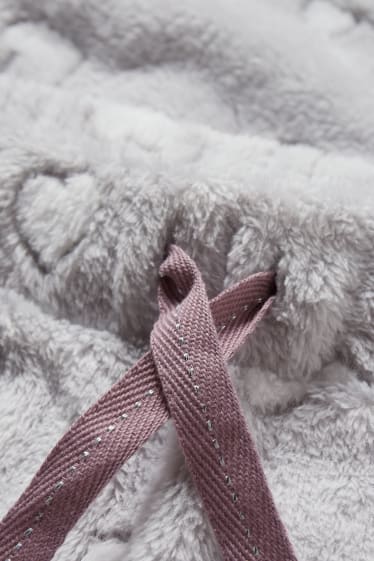 Women - Fleece pyjama bottoms - patterned - light gray