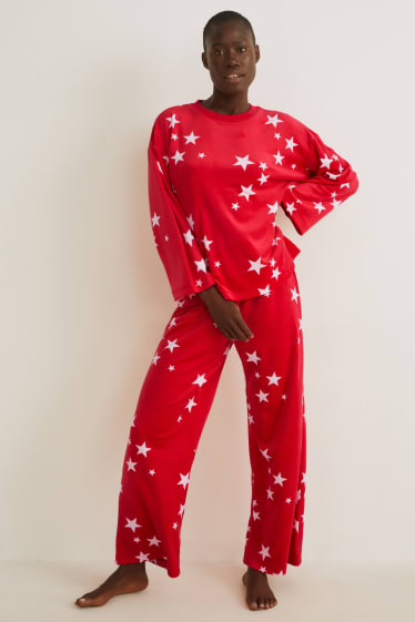 Damen - Pyjama - gemustert - rot