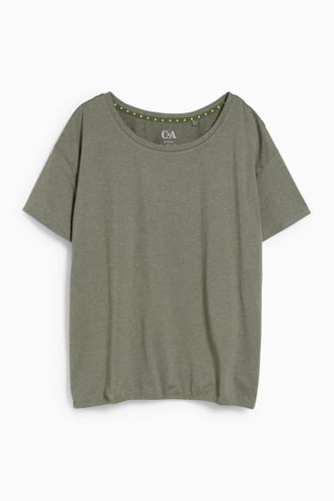 Donna - Maglia sportiva - yoga - 4 Way Stretch - verde melange