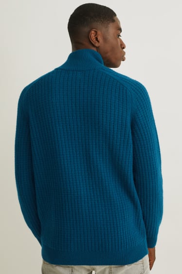 Men - Jumper - wool blend - dark turquoise