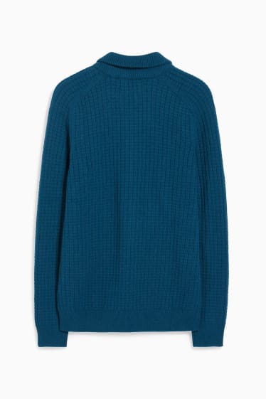 Men - Jumper - wool blend - dark turquoise