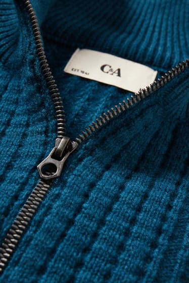 Men - Jumper - wool blend - dark turquoise