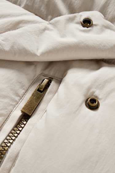 Dámské - Prošívaný kabát s kapucí - BIONIC-FINISH®ECO  - krémové barvy