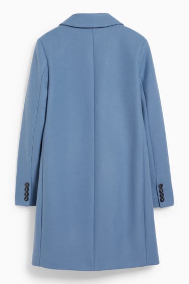 Damen - Mantel mit Schulterpolstern - Woll-Mix - blau