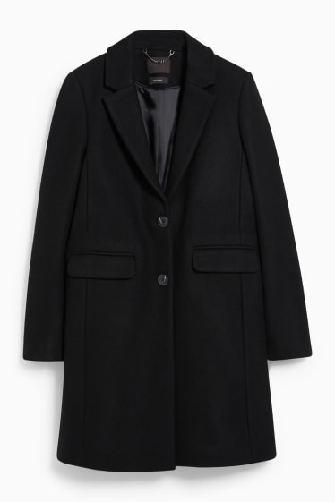 Damen - Mantel mit Schulterpolstern - Woll-Mix - schwarz
