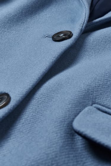 Damen - Mantel mit Schulterpolstern - Woll-Mix - blau