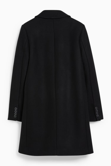 Damen - Mantel mit Schulterpolstern - Woll-Mix - schwarz