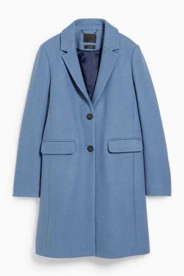 Femmes - Manteau avec épaulettes - laine mélangée - bleu