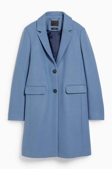 Damen - Mantel mit Schulterpolstern - Woll-Mix - blau