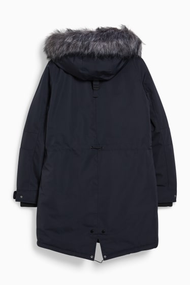 Donna - Parka con cappuccio e riporto di ecopelliccia - inverno - blu scuro