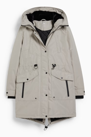 Dames - Parka met capuchon - crèmekleurig