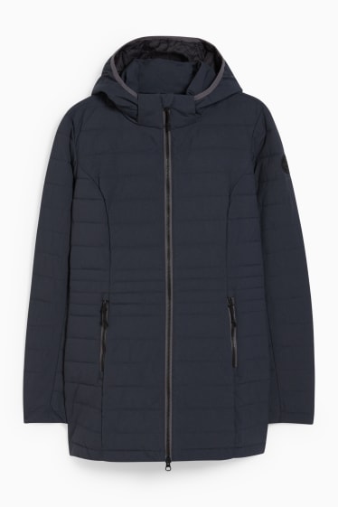 Women - Quilted jacket with hood - dark blue