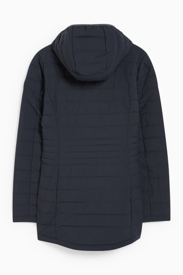 Women - Quilted jacket with hood - dark blue