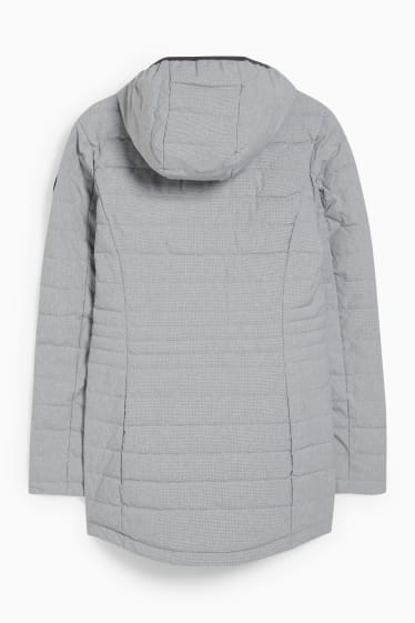 Women - Quilted jacket with hood - light gray