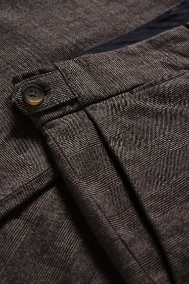 Pánské - Oblekové kalhoty - regular fit - LYCRA® - tmavohnědá