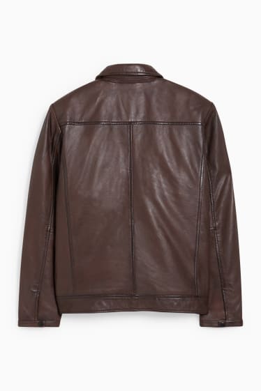 Hommes - Veste en cuir - marron foncé