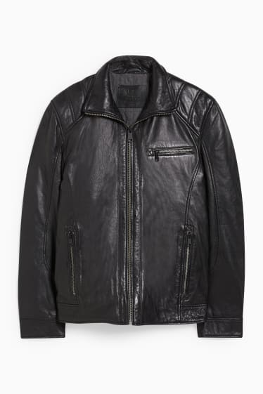 Men - Leather jacket - black