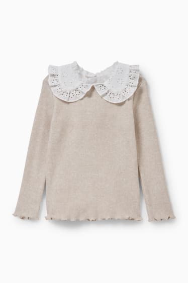Enfants filles - Haut chaud à manches longues - beige