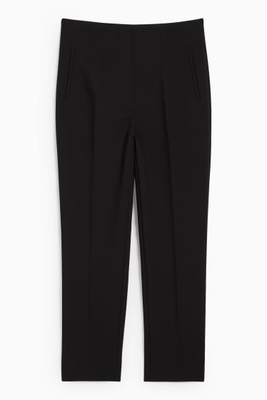 Femmes - Pantalon de toile - mid-waist - slim fit - noir