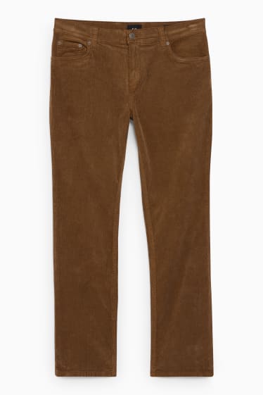 Hommes - Pantalon en velours côtelé - regular fit - LYCRA® - marron foncé
