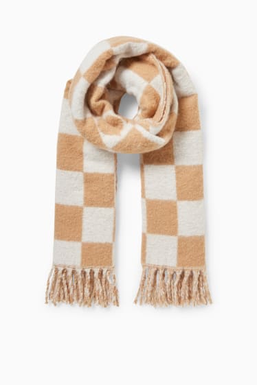Women - CLOCKHOUSE - fringed scarf - check - beige