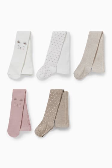 Bébés filles - Lot de 5 paires - collants pour bébé - blanc