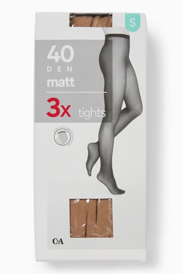 Femmes - Lot de 3 - collants fins - 40 DEN - beige