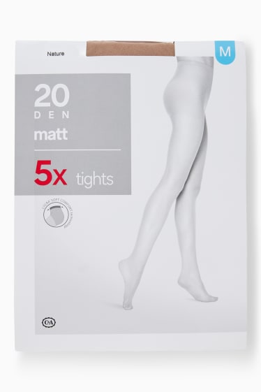 Women - Multipack of 5 - sheer tights - 20 denier - light beige