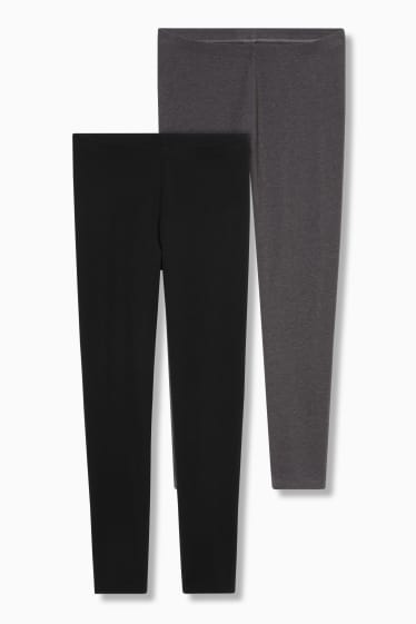 Damen - Multipack 2er - Basic-Leggings - grau-melange