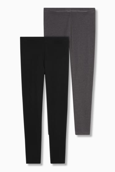 Damen - Multipack 2er - Basic-Leggings - grau-melange