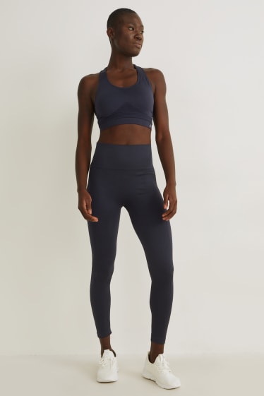 Mujer - Leggings funcionales - fitness - sin costuras - azul oscuro