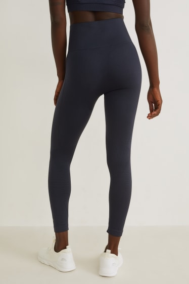 Donna - Leggings tecnici - fitness - senza cuciture - blu scuro