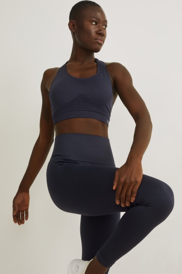 Mujer - Leggings funcionales - fitness - sin costuras - azul oscuro