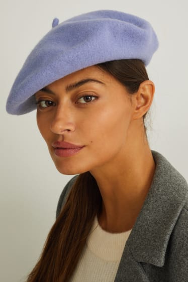 Women - Woollen beret - light blue