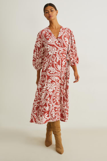 Women - Dress - floral - red / cremewhite