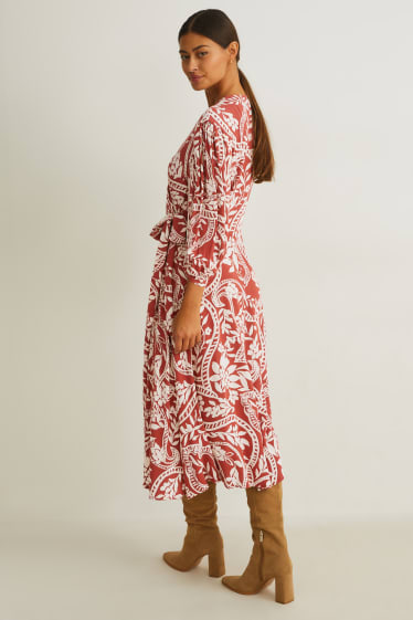 Women - Dress - floral - red / cremewhite